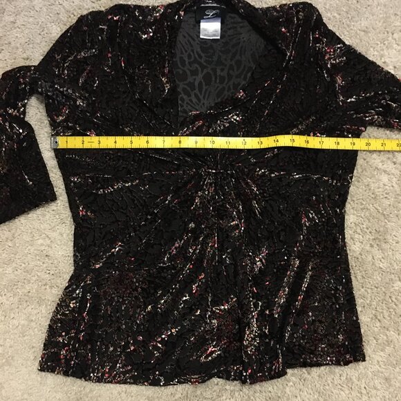 Y2K Vintage Libra Velvet Burn Out Sparkle Top Made in Canada - Picture 12 of 16